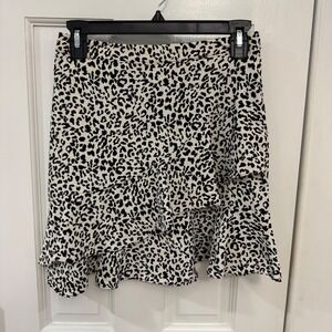 Altar'd State Ruffle Mini Skirt – Leopard Print,‎ Size Small